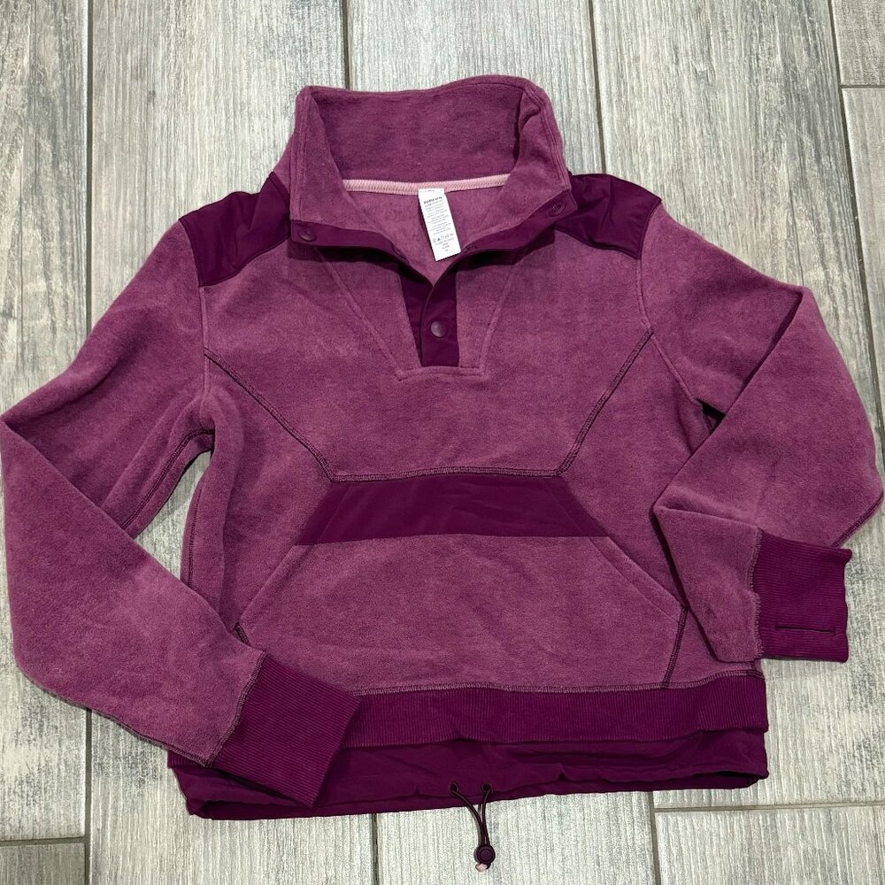 ivivva by lululemon pullover sweatshirt, girl size 10, front pocket, plum purple